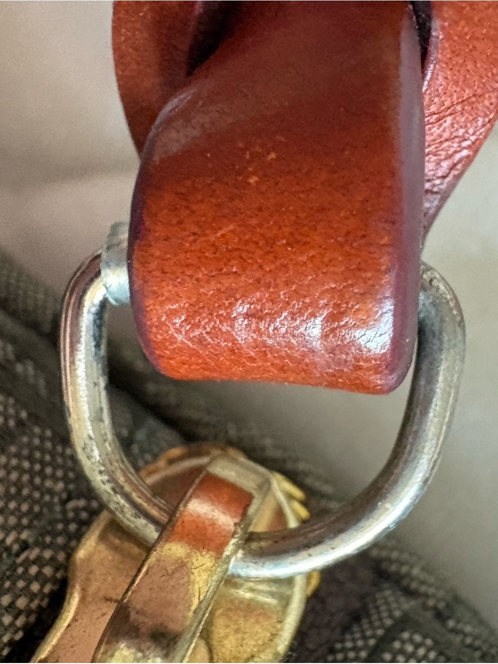 Dooney & Bourke Green Monogram Wristlet/purse with Brown Leather Trim - Picture 10 of 12